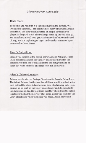 Sadie Atkinson Memories Page 1